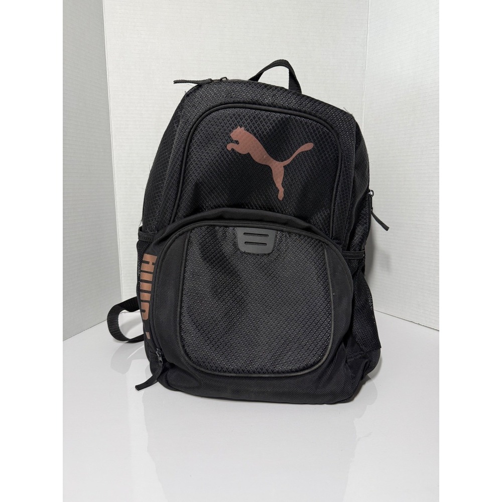 Puma Backpack Black and Rose Gold Accents School Travel Bag